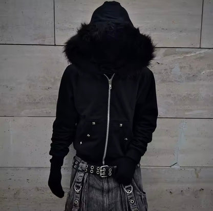 The Verge Border Fur Hood Jacket